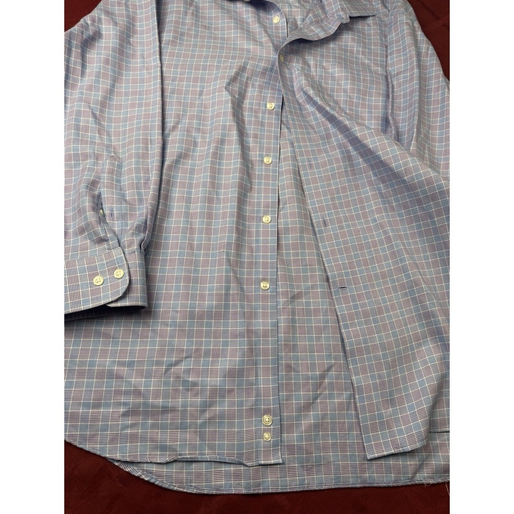 Pronto Uomo Non-Iron Classic Fit Blue Purple Check Dress Shirt 18 32/33 - Picture 5 of 8